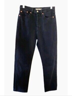 Levi's Jeans Women's Wedgie Straight Black Button Fly Denim Size 27 Classic Y2K